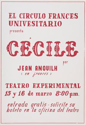 El Círculo Francés Universitario presenta, Cecile, por Jean Anouilh