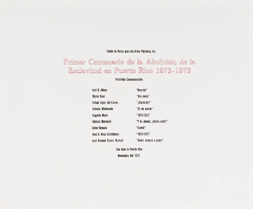 Portafolio Primer Centenario de la Abolición de la Esclavitud en Puerto Rico